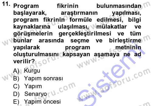 Halkla İlişkiler Uygulama Teknikleri Dersi 2012 - 2013 Yılı (Final) Dönem Sonu Sınav Soruları 11. Soru