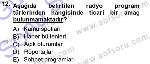 Halkla İlişkiler Uygulama Teknikleri Dersi 2012 - 2013 Yılı (Final) Dönem Sonu Sınav Soruları 12. Soru