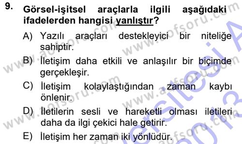 Halkla İlişkiler Uygulama Teknikleri Dersi 2012 - 2013 Yılı (Final) Dönem Sonu Sınav Soruları 9. Soru