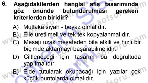 Halkla İlişkiler Uygulama Teknikleri Dersi Ara Sınavı Deneme Sınav Soruları 6. Soru