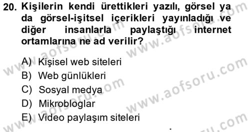 Halkla İlişkiler Uygulama Teknikleri Dersi 2014 - 2015 Yılı (Final) Dönem Sonu Sınav Soruları 20. Soru