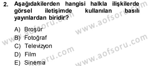 Halkla İlişkiler Uygulama Teknikleri Dersi 2014 - 2015 Yılı Tek Ders Sınav Soruları 2. Soru