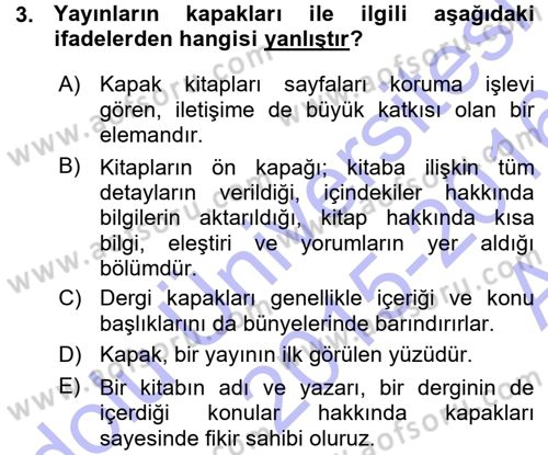 Halkla İlişkiler Uygulama Teknikleri Dersi Ara Sınavı Deneme Sınav Soruları 3. Soru