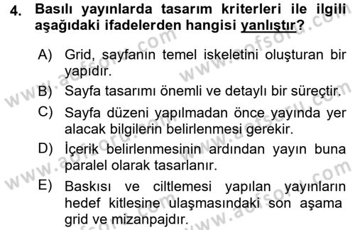 Halkla İlişkiler Uygulama Teknikleri Dersi Ara Sınavı Deneme Sınav Soruları 4. Soru