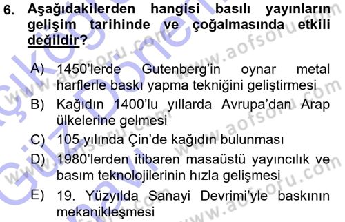 Halkla İlişkiler Uygulama Teknikleri Dersi Ara Sınavı Deneme Sınav Soruları 6. Soru