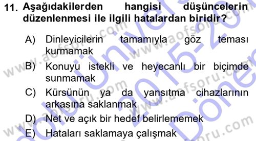 Halkla İlişkiler Uygulama Teknikleri Dersi 2015 - 2016 Yılı (Final) Dönem Sonu Sınav Soruları 11. Soru