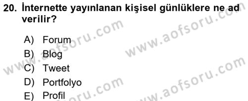 Halkla İlişkiler Uygulama Teknikleri Dersi 2015 - 2016 Yılı Tek Ders Sınav Soruları 20. Soru