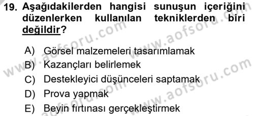 Halkla İlişkiler Uygulama Teknikleri Dersi 2016 - 2017 Yılı 3 Ders Sınav Soruları 19. Soru