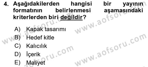 Halkla İlişkiler Uygulama Teknikleri Dersi Ara Sınavı Deneme Sınav Soruları 4. Soru