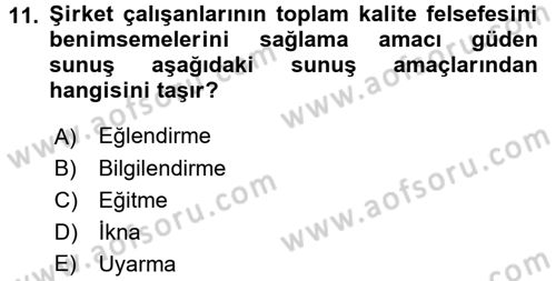 Halkla İlişkiler Uygulama Teknikleri Dersi 2017 - 2018 Yılı 3 Ders Sınavı 11. Soru