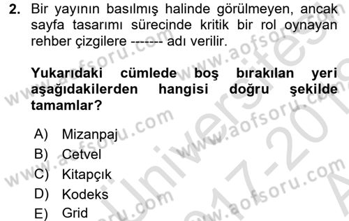 Halkla İlişkiler Uygulama Teknikleri Dersi 2017 - 2018 Yılı (Vize) Ara Sınavı 2. Soru