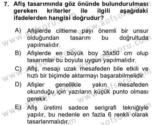 Halkla İlişkiler Uygulama Teknikleri Dersi 2017 - 2018 Yılı (Vize) Ara Sınavı 7. Soru