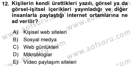 Halkla İlişkiler Uygulama Teknikleri Dersi 2017 - 2018 Yılı (Final) Dönem Sonu Sınav Soruları 12. Soru