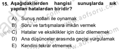 Halkla İlişkiler Uygulama Teknikleri Dersi 2018 - 2019 Yılı 3 Ders Sınav Soruları 15. Soru