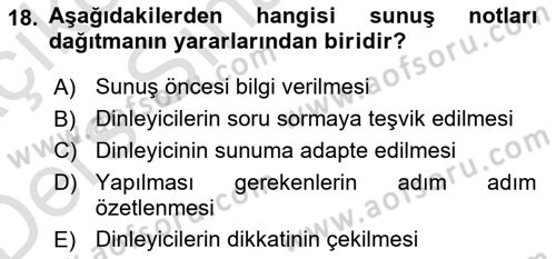Halkla İlişkiler Uygulama Teknikleri Dersi 2018 - 2019 Yılı 3 Ders Sınav Soruları 18. Soru