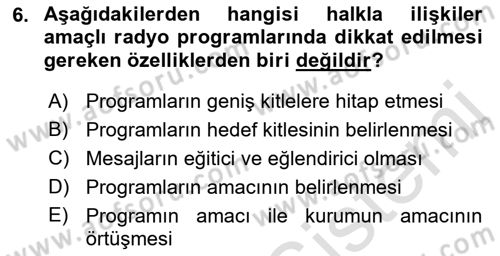Halkla İlişkiler Uygulama Teknikleri Dersi 2018 - 2019 Yılı 3 Ders Sınav Soruları 6. Soru