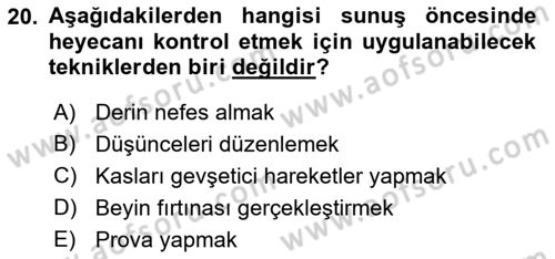 Halkla İlişkiler Uygulama Teknikleri Dersi 2018 - 2019 Yılı Yaz Okulu Sınav Soruları 20. Soru