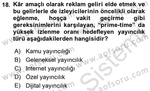 Halkla İlişkiler Uygulama Teknikleri Dersi 2023 - 2024 Yılı (Vize) Ara Sınavı 18. Soru