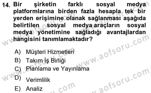 Halkla İlişkiler Uygulama Teknikleri Dersi 2023 - 2024 Yılı Yaz Okulu Sınavı 14. Soru