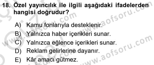 Halkla İlişkiler Uygulama Teknikleri Dersi 2024 - 2025 Yılı (Vize) Ara Sınav Soruları 18. Soru