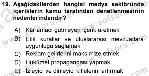 Halkla İlişkiler Uygulama Teknikleri Dersi 2024 - 2025 Yılı (Vize) Ara Sınav Soruları 19. Soru