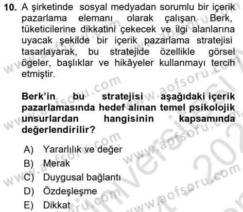 Halkla İlişkiler Uygulama Teknikleri Dersi 2024 - 2025 Yılı (Final) Dönem Sonu Sınav Soruları 10. Soru