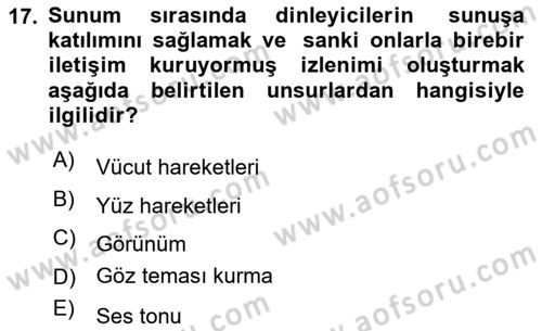 Halkla İlişkiler Uygulama Teknikleri Dersi 2024 - 2025 Yılı Yaz Okulu Sınav Soruları 17. Soru