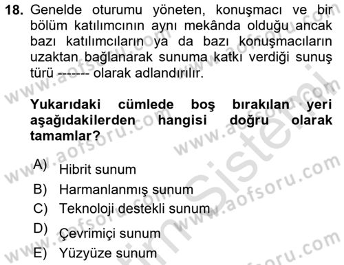 Halkla İlişkiler Uygulama Teknikleri Dersi 2024 - 2025 Yılı Yaz Okulu Sınav Soruları 18. Soru