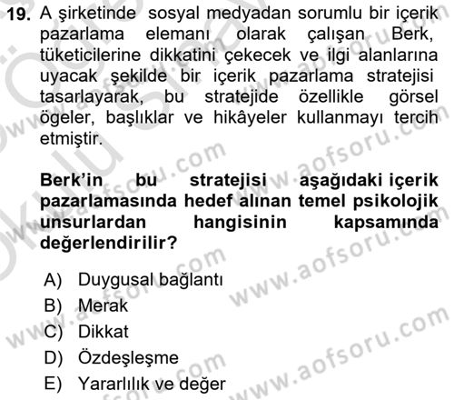 Halkla İlişkiler Uygulama Teknikleri Dersi 2024 - 2025 Yılı Yaz Okulu Sınav Soruları 19. Soru