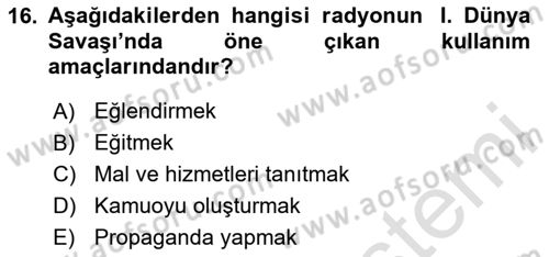 Halkla İlişkiler Uygulama Teknikleri Dersi 2025 - 2026 Yılı (Vize) Ara Sınav Soruları 16. Soru