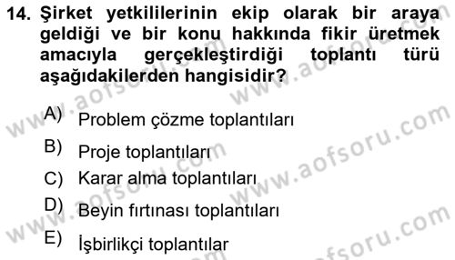 Halkla İlişkiler Uygulama Teknikleri Dersi 2025 - 2026 Yılı (Final) Dönem Sonu Sınav Soruları 14. Soru