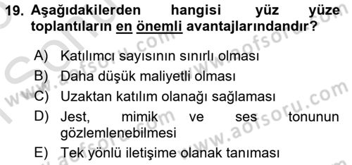 Halkla İlişkiler Uygulama Teknikleri Dersi 2025 - 2026 Yılı (Final) Dönem Sonu Sınav Soruları 19. Soru
