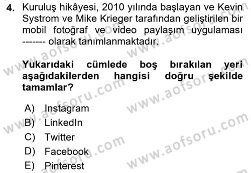 Halkla İlişkiler Uygulama Teknikleri Dersi 2025 - 2026 Yılı (Final) Dönem Sonu Sınav Soruları 4. Soru