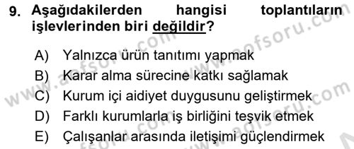 Halkla İlişkiler Uygulama Teknikleri Dersi 2025 - 2026 Yılı (Final) Dönem Sonu Sınav Soruları 9. Soru