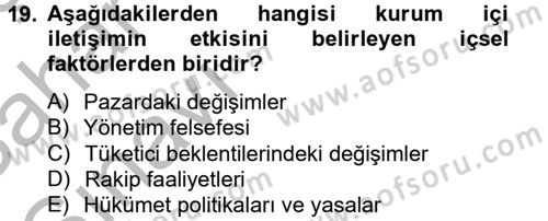 Halkla İlişkiler Uygulamaları ve Örnek Olaylar Dersi 2012 - 2013 Yılı (Vize) Ara Sınav Soruları 19. Soru