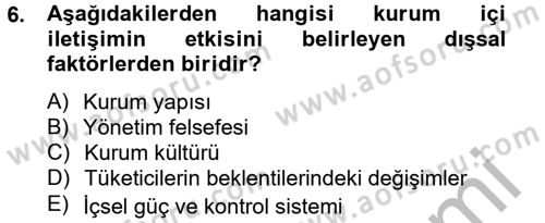 Halkla İlişkiler Uygulamaları ve Örnek Olaylar Dersi 2012 - 2013 Yılı (Final) Dönem Sonu Sınav Soruları 6. Soru