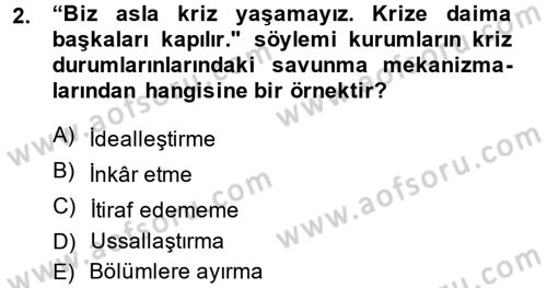 Halkla İlişkiler Uygulamaları ve Örnek Olaylar Dersi 2013 - 2014 Yılı (Vize) Ara Sınav Soruları 2. Soru