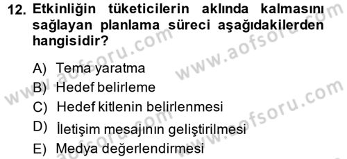 Halkla İlişkiler Uygulamaları ve Örnek Olaylar Dersi 2013 - 2014 Yılı (Final) Dönem Sonu Sınav Soruları 12. Soru