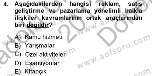 Halkla İlişkiler Uygulamaları ve Örnek Olaylar Dersi 2013 - 2014 Yılı (Final) Dönem Sonu Sınav Soruları 4. Soru