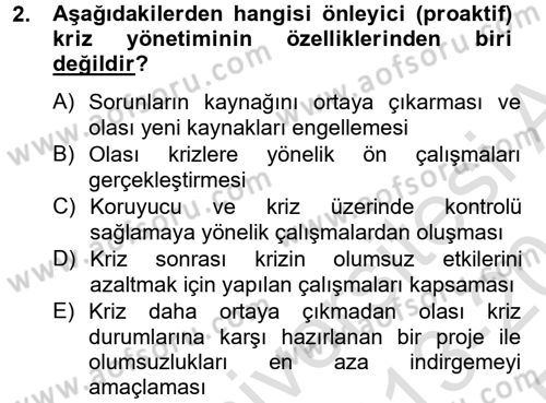 Halkla İlişkiler Uygulamaları ve Örnek Olaylar Dersi 2013 - 2014 Yılı Tek Ders Sınav Soruları 2. Soru