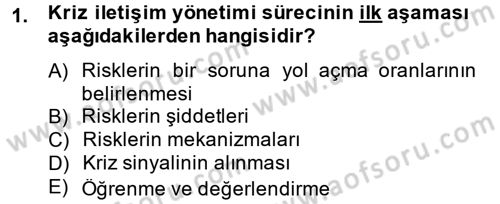 Halkla İlişkiler Uygulamaları ve Örnek Olaylar Dersi 2014 - 2015 Yılı (Vize) Ara Sınav Soruları 1. Soru