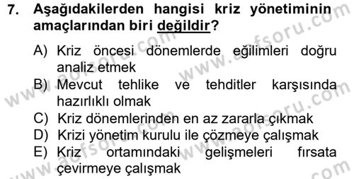 Halkla İlişkiler Uygulamaları ve Örnek Olaylar Dersi 2014 - 2015 Yılı (Vize) Ara Sınav Soruları 7. Soru