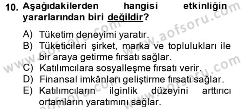 Halkla İlişkiler Uygulamaları ve Örnek Olaylar Dersi 2014 - 2015 Yılı Tek Ders Sınav Soruları 10. Soru