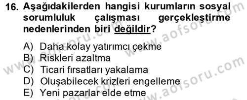 Halkla İlişkiler Uygulamaları ve Örnek Olaylar Dersi 2014 - 2015 Yılı Tek Ders Sınav Soruları 16. Soru
