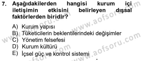 Halkla İlişkiler Uygulamaları ve Örnek Olaylar Dersi 2014 - 2015 Yılı Tek Ders Sınav Soruları 7. Soru
