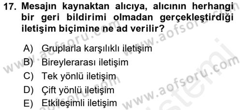 Halkla İlişkiler Uygulamaları ve Örnek Olaylar Dersi 2015 - 2016 Yılı (Vize) Ara Sınav Soruları 17. Soru