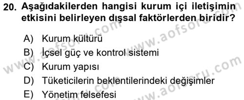 Halkla İlişkiler Uygulamaları ve Örnek Olaylar Dersi 2015 - 2016 Yılı (Vize) Ara Sınav Soruları 20. Soru