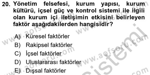 Halkla İlişkiler Uygulamaları ve Örnek Olaylar Dersi 2016 - 2017 Yılı (Vize) Ara Sınav Soruları 20. Soru