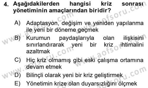 Halkla İlişkiler Uygulamaları ve Örnek Olaylar Dersi 2016 - 2017 Yılı (Vize) Ara Sınav Soruları 4. Soru