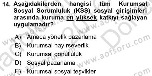 Halkla İlişkiler Uygulamaları ve Örnek Olaylar Dersi 2016 - 2017 Yılı (Final) Dönem Sonu Sınav Soruları 14. Soru